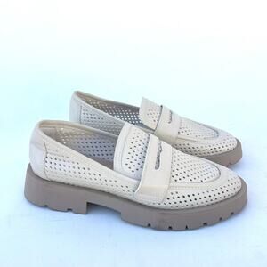 Dolce Vita Ersula Cream Perforated Chunky White Loafers 8 Preppy Shoes